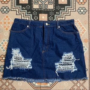 NWOT Fishnet Denim Skirt